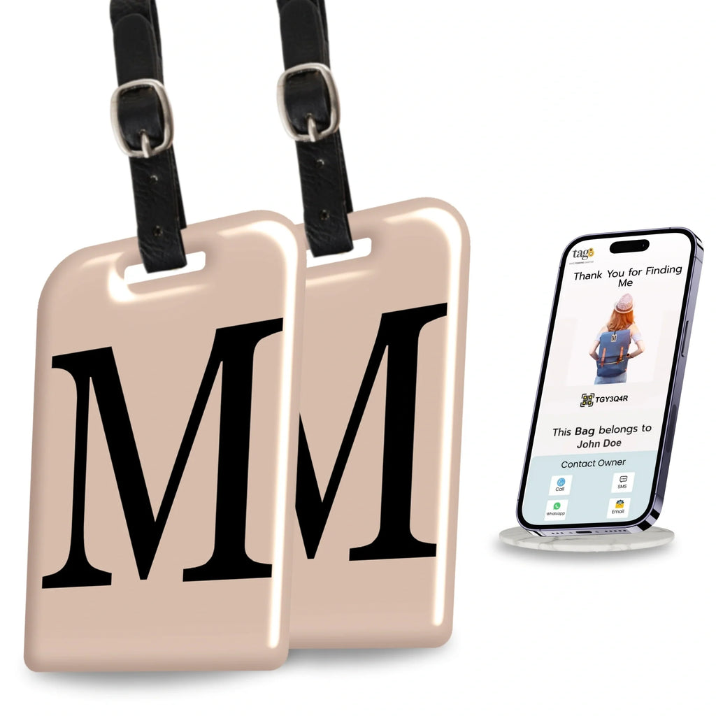  QR tag for bag with initial M