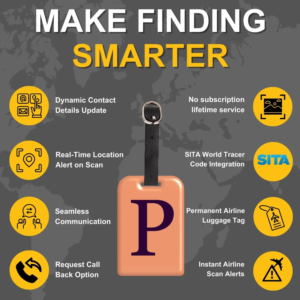 QR tag for bag with initial P
