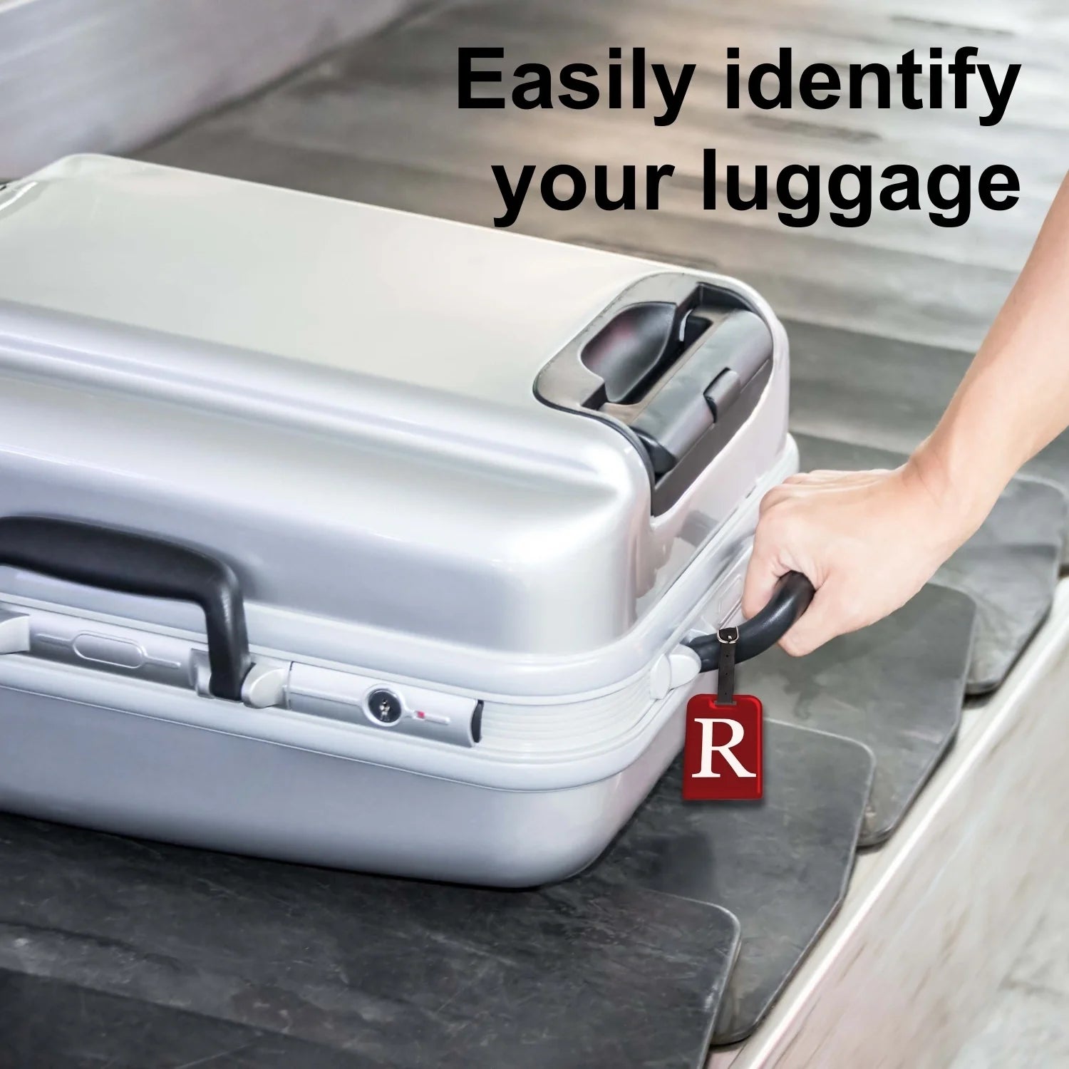 QR tag for bag with initial R