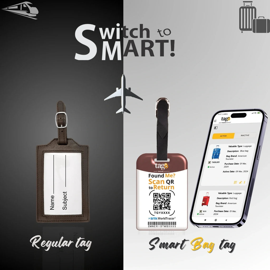 QR tag for bag with initial T