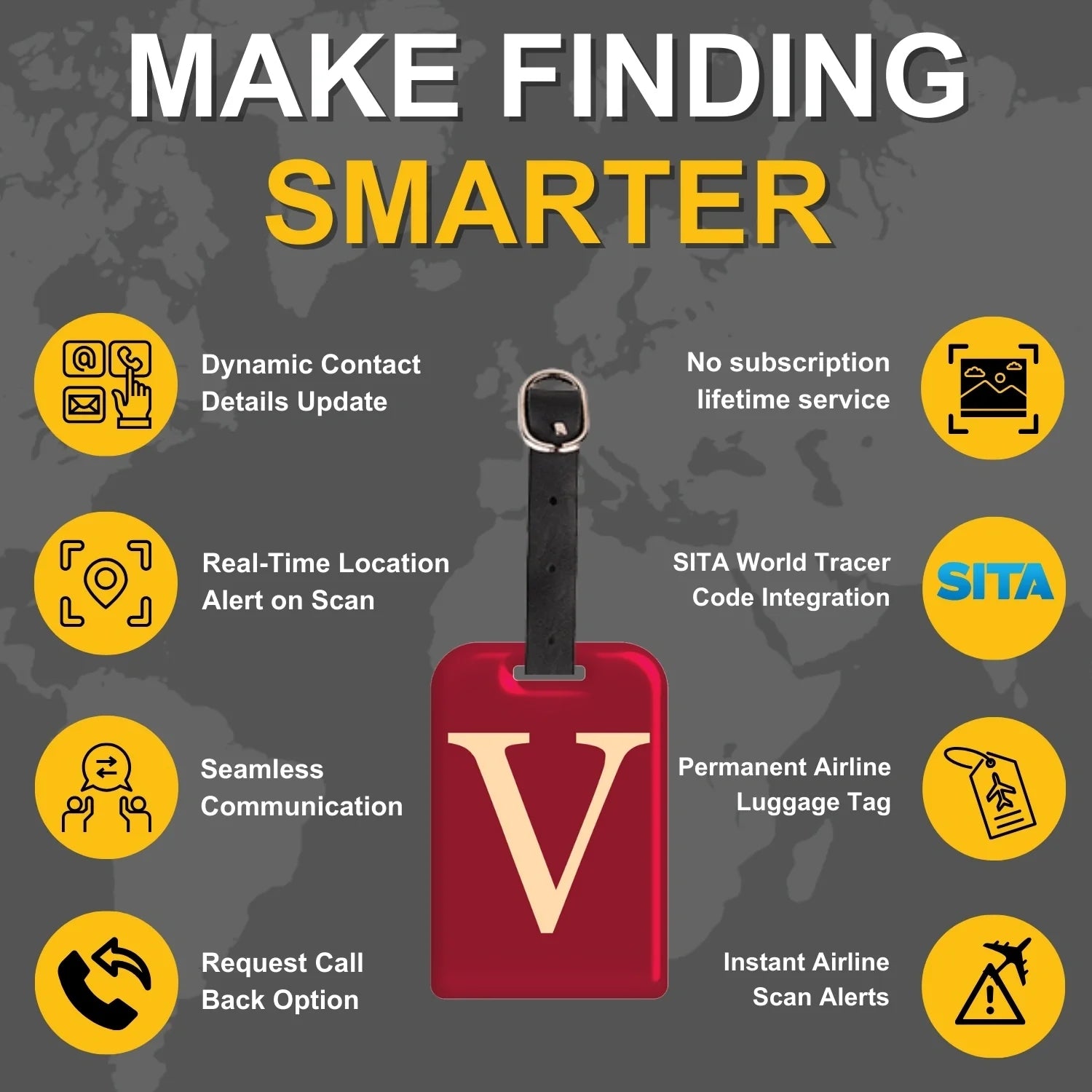  QR tag for bag with initial V