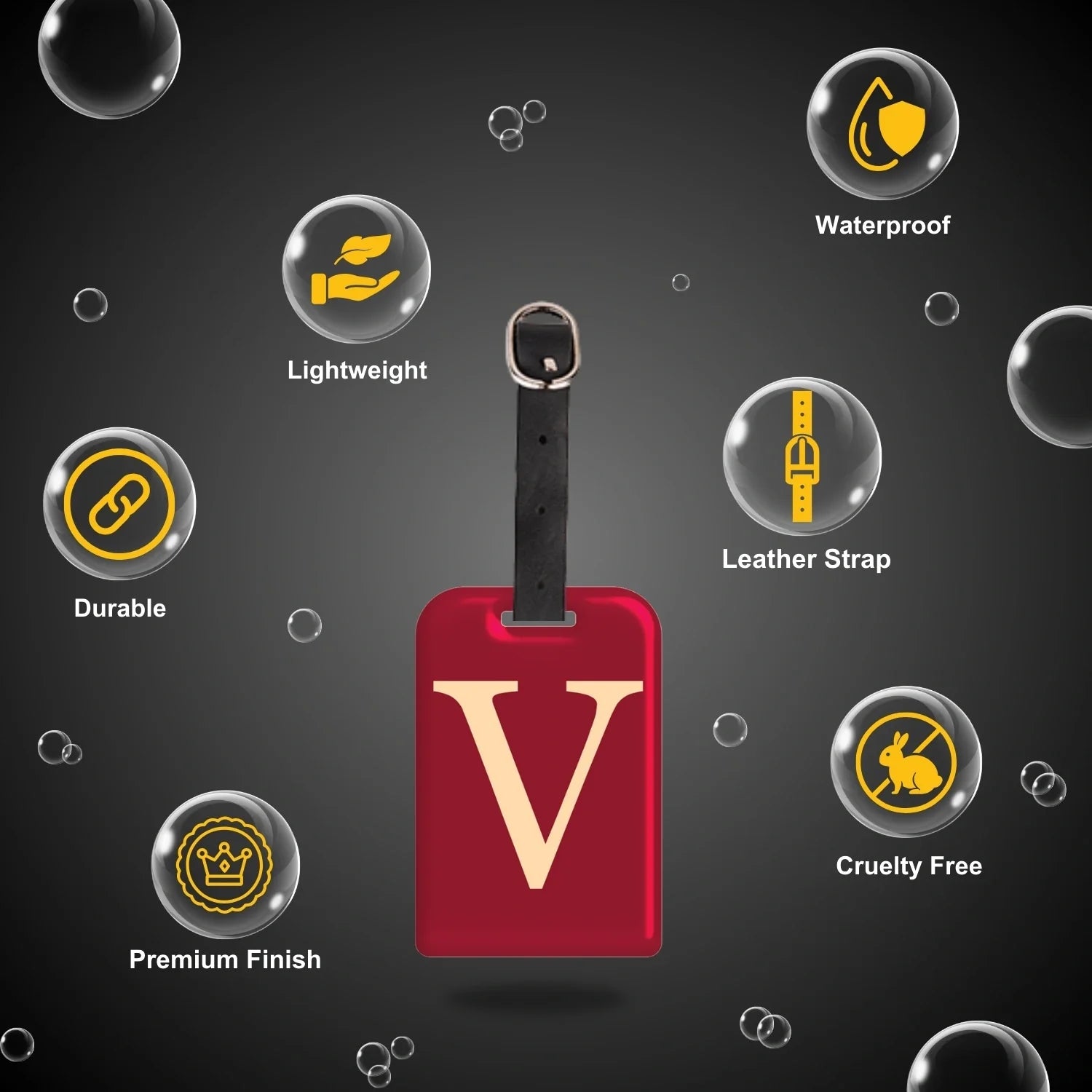  QR tag for bag with initial V