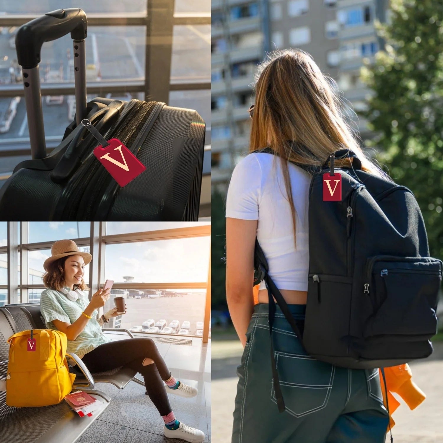  QR tag for bag with initial V