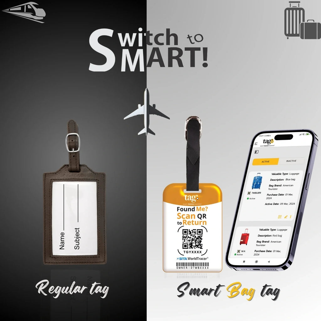 QR tag for bag with initial W