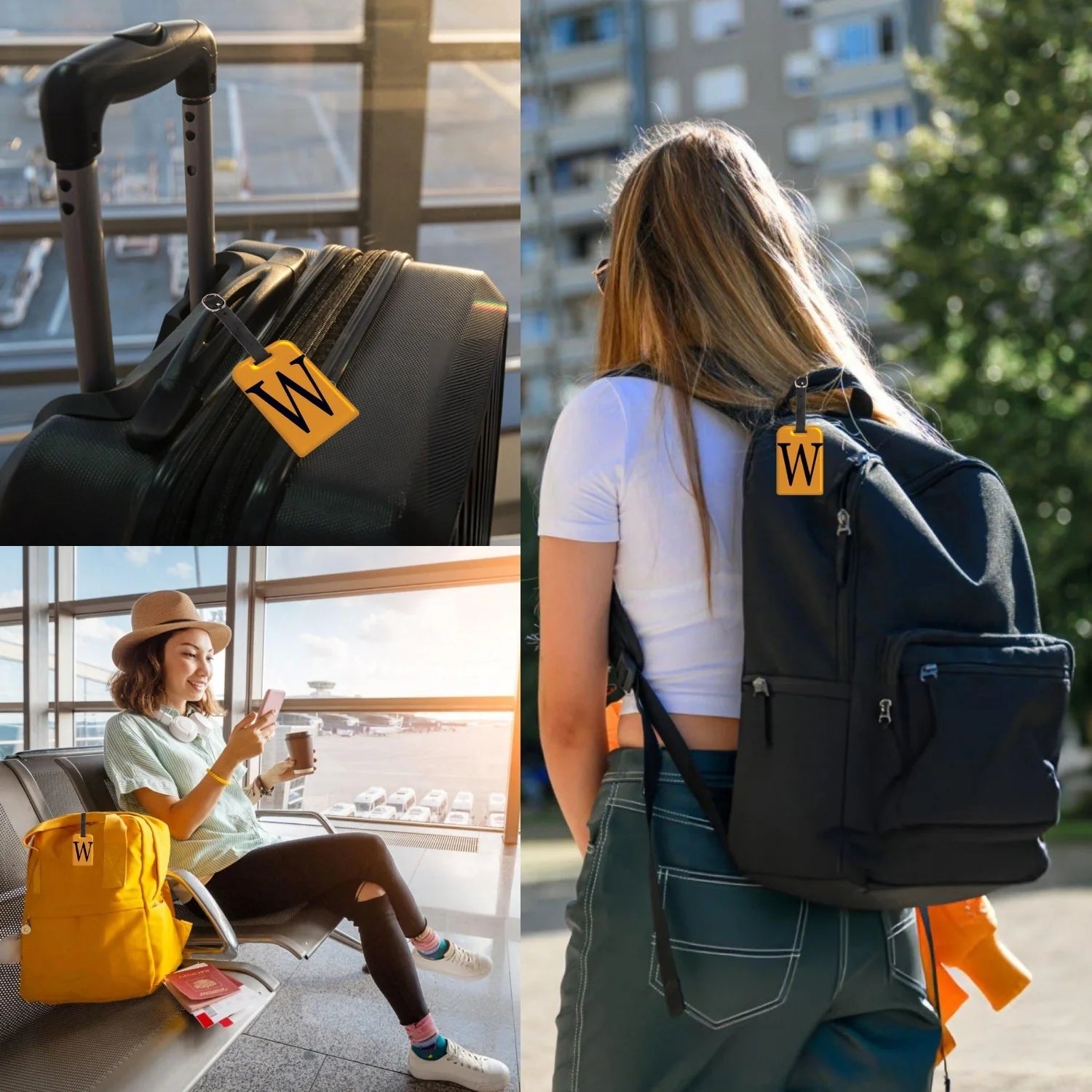 QR tag for bag with initial W
