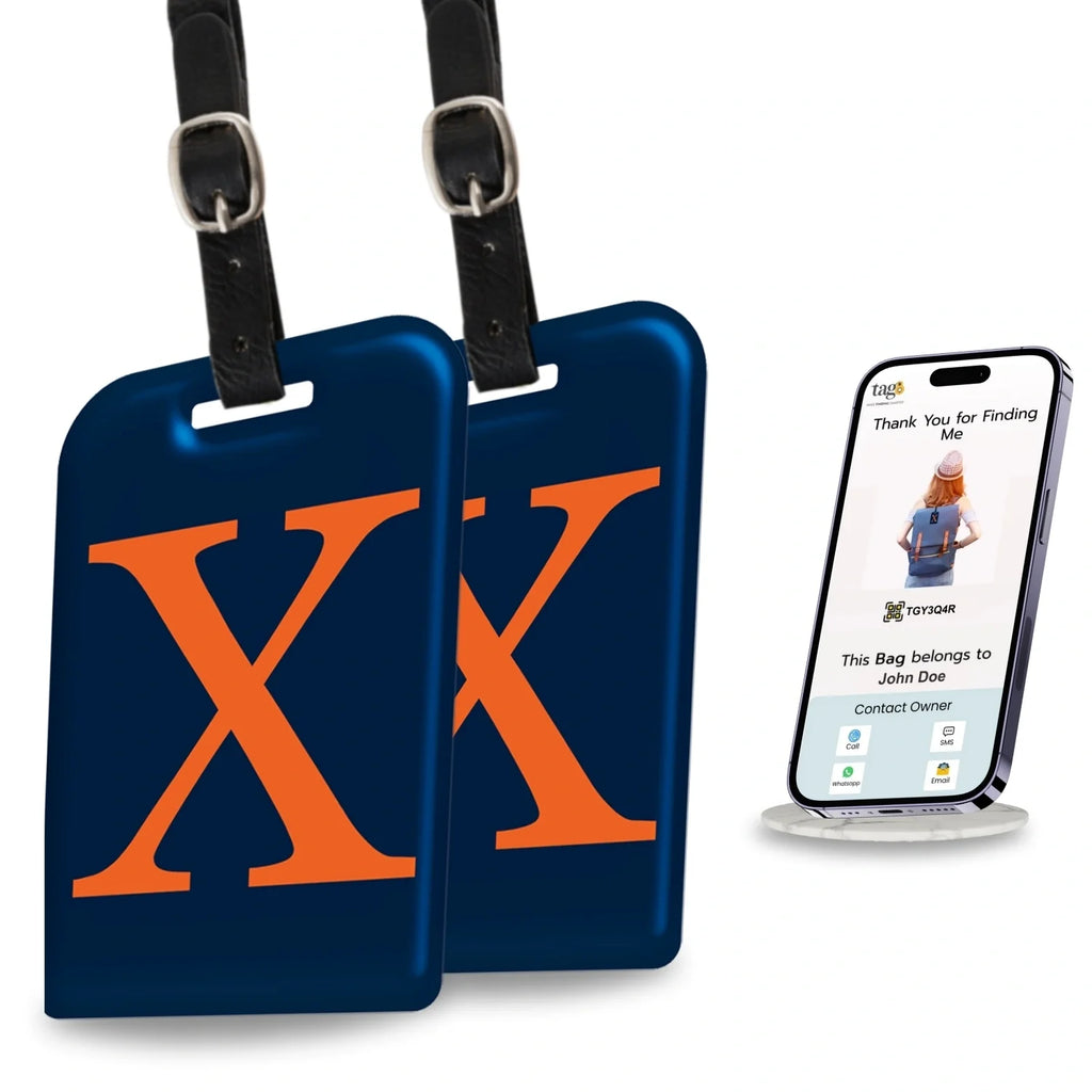  QR tag for bag with initial X