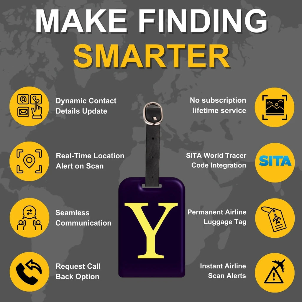 QR tag for bag with initial Y