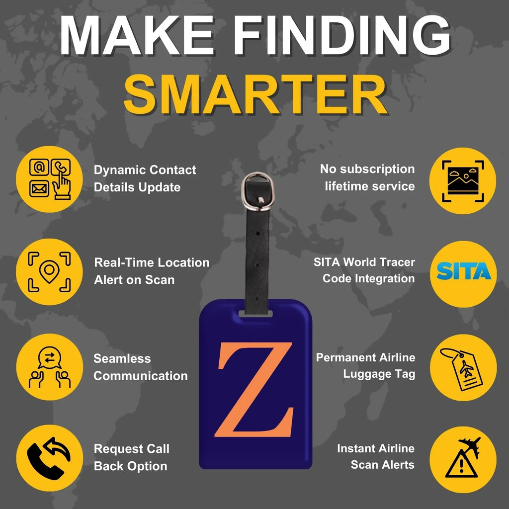 QR tag for bag with initial Z