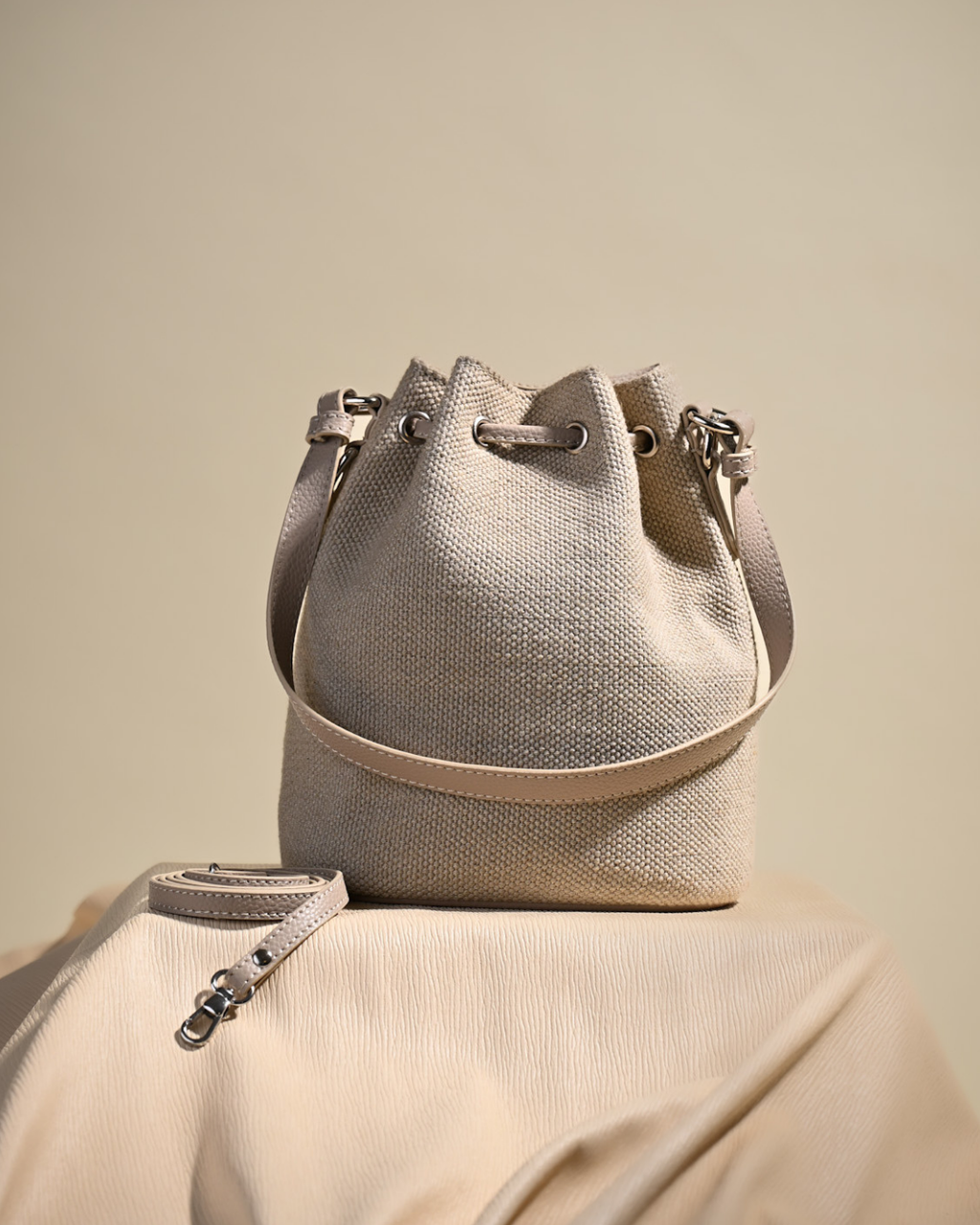 Jute Potli Soft Grey Color Top Handle Bag