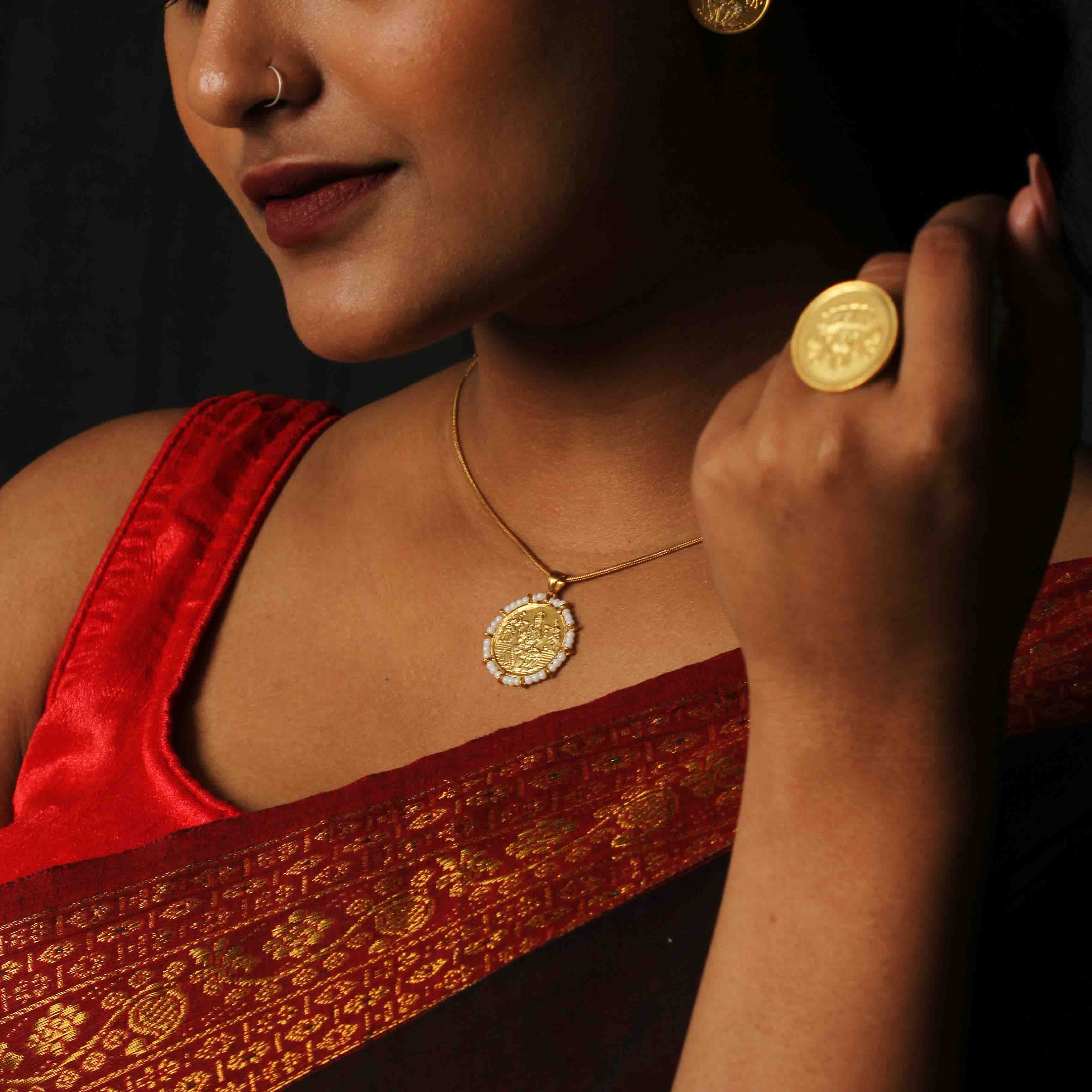 Kuber Silver Gold Plated Coin Necklace Necklaces - By Unniyarcha - Original Manufacturers of Silver Jewelry, Gold Plated Jewellery, Fashion Jewellery and Personalized Soul Bands and Personalized Jewelry