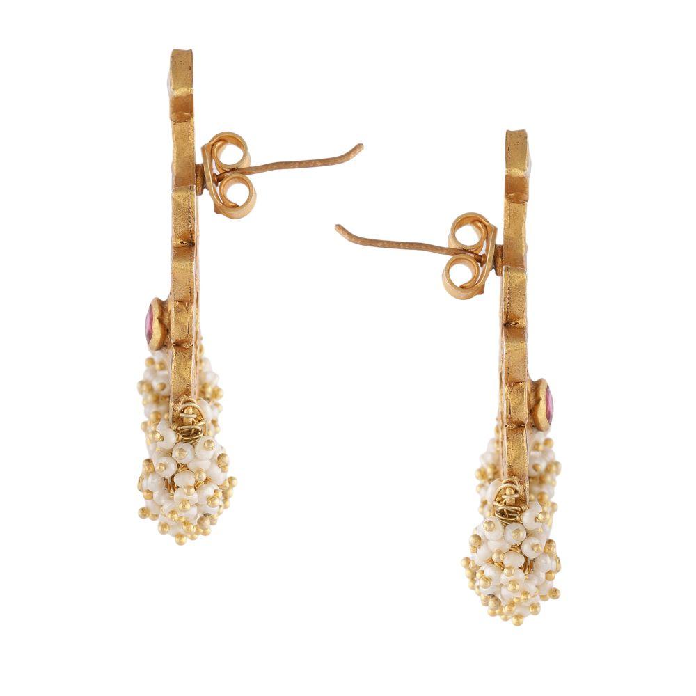 Kundan Pearl Drop Silver Earrings Earrings - By Unniyarcha - Original Manufacturers of Silver Jewelry, Gold Plated Jewellery, Fashion Jewellery and Personalized Soul Bands and Personalized Jewelry
