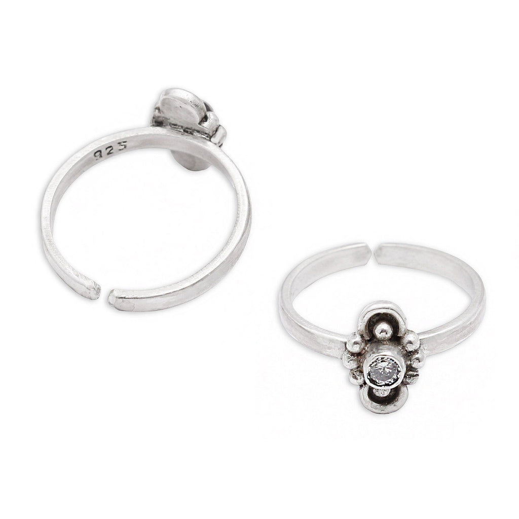 LITTLE FLOWER STONE TOE RING (Pair) Toe Rings - By Unniyarcha - Original Manufacturers of Silver Jewelry, Gold Plated Jewellery, Fashion Jewellery and Personalized Soul Bands and Personalized Jewelry