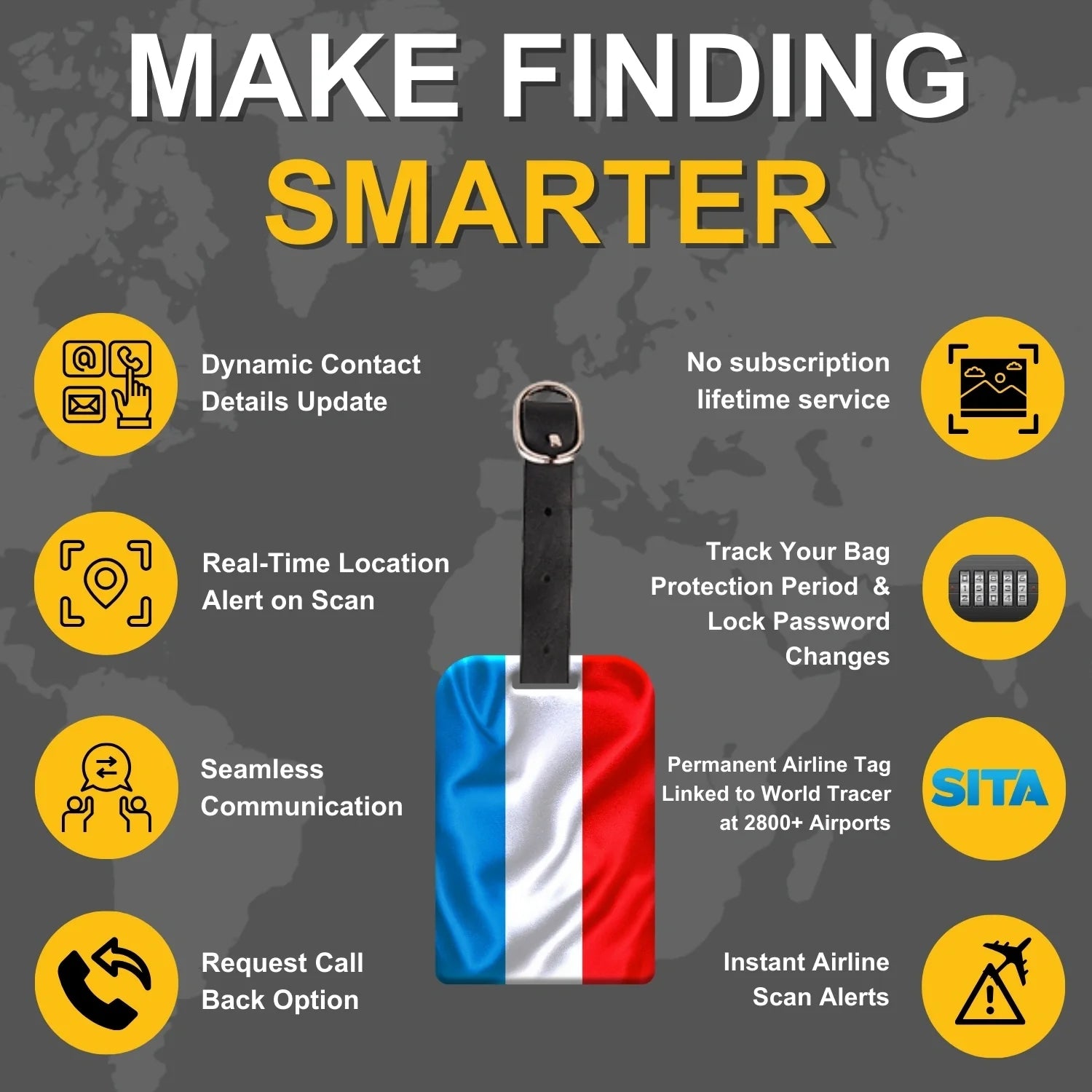Luxembourg QR Bag Tag by tag8 for luggage tracking