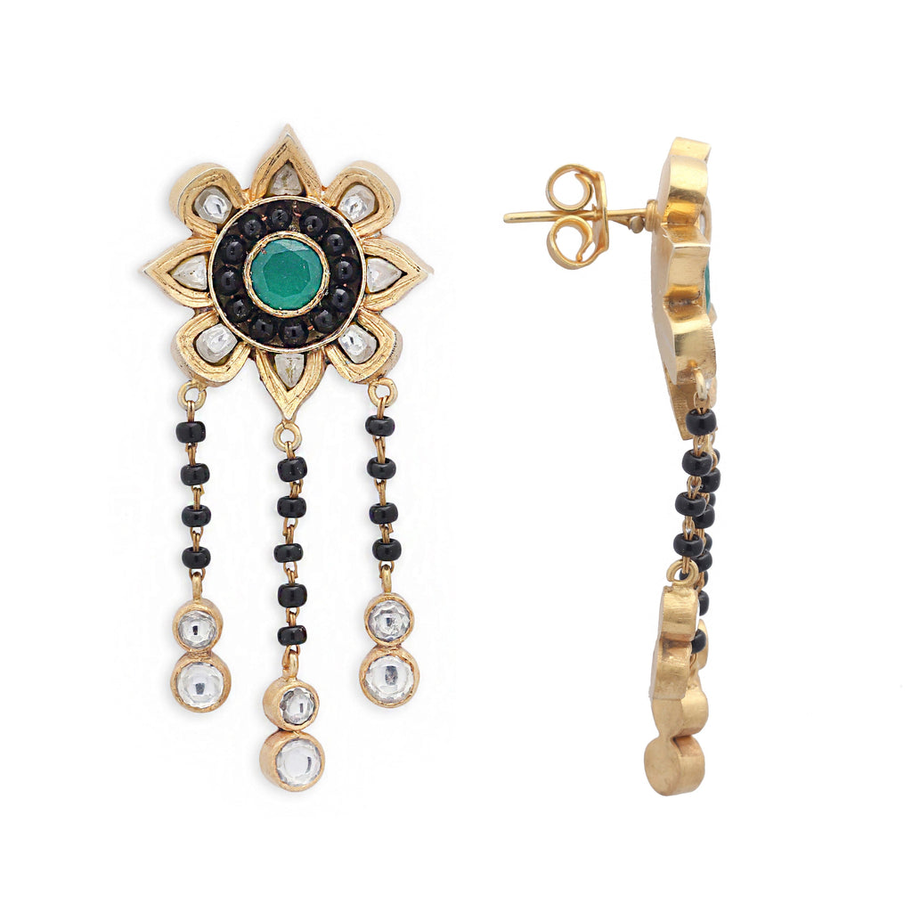 Majestic green stone mangalsutra earring Earrings - By Unniyarcha - Original Manufacturers of Silver Jewelry, Gold Plated Jewellery, Fashion Jewellery and Personalized Soul Bands and Personalized Jewelry