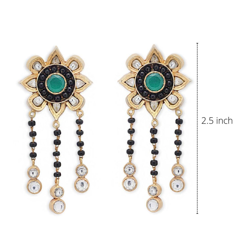 Majestic green stone mangalsutra earring Earrings - By Unniyarcha - Original Manufacturers of Silver Jewelry, Gold Plated Jewellery, Fashion Jewellery and Personalized Soul Bands and Personalized Jewelry