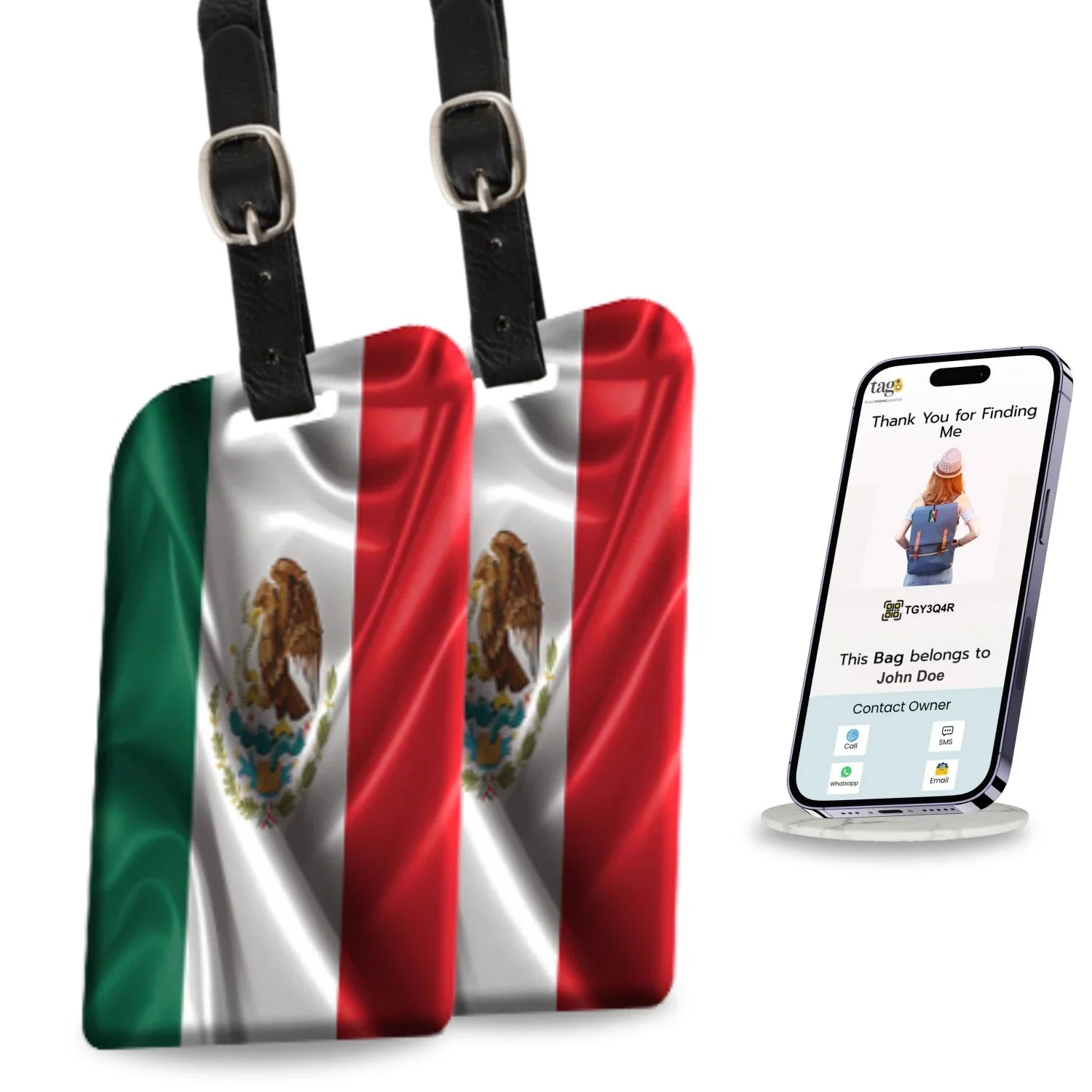 Mexico QR Bag Tag by tag8 for secure travel 