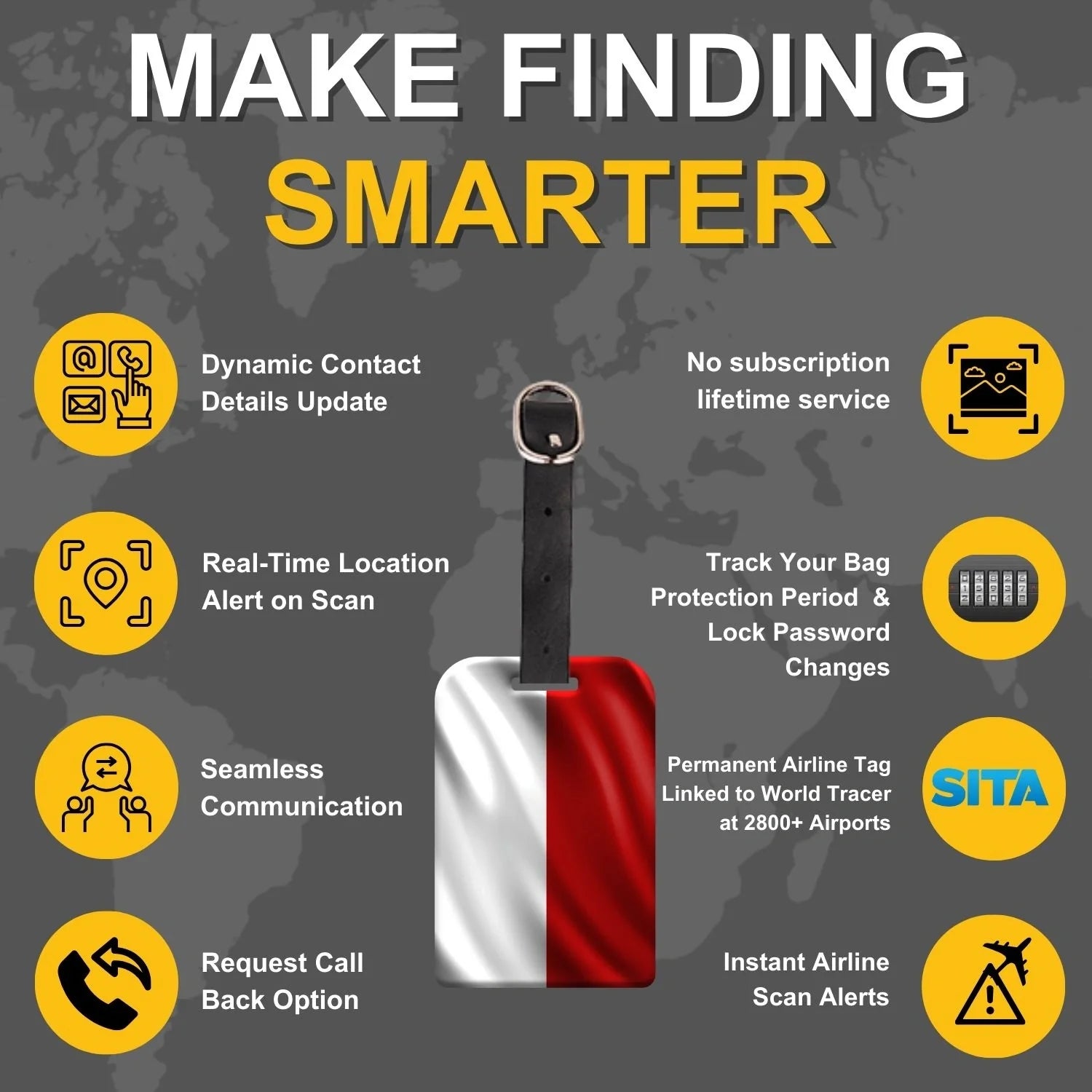 Monaco QR Bag Tag by tag8 for luggage tracking