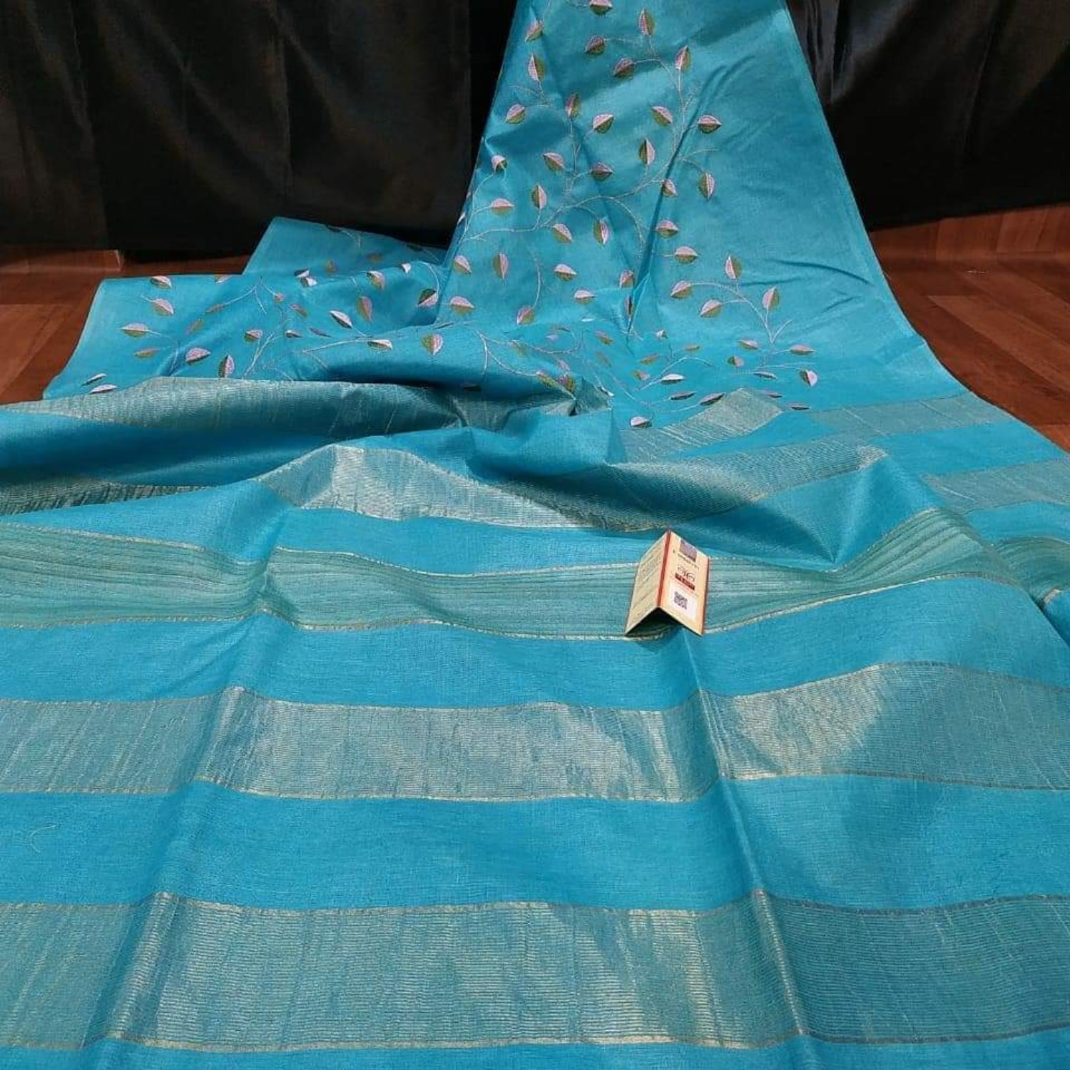 Eri Silk Saree â€“ Blue â€“ Digital Embroidered â€“ Indiehaat  