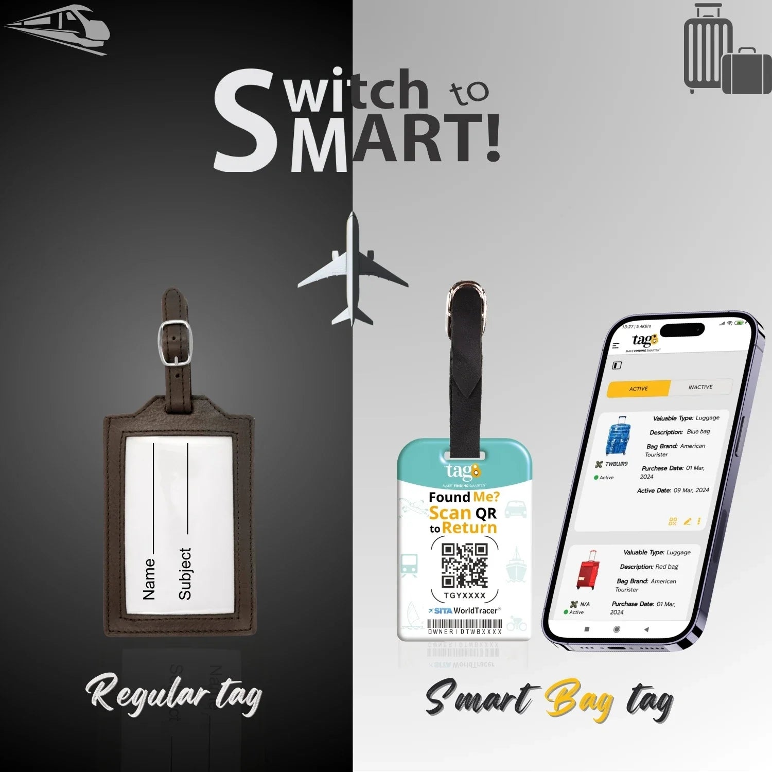 New York QR Bag Tag by tag8 for luggage security