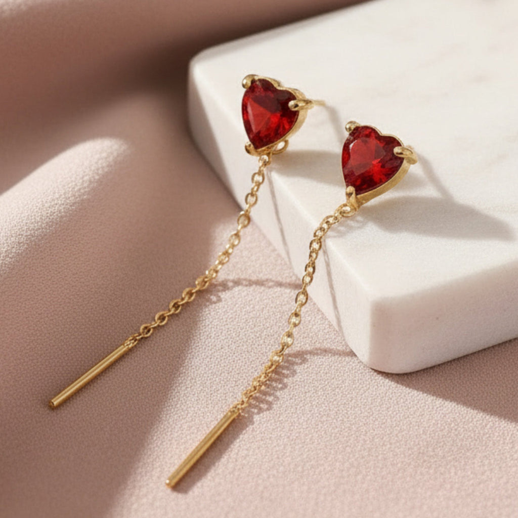 Red Love heart Silver Sui dhaga