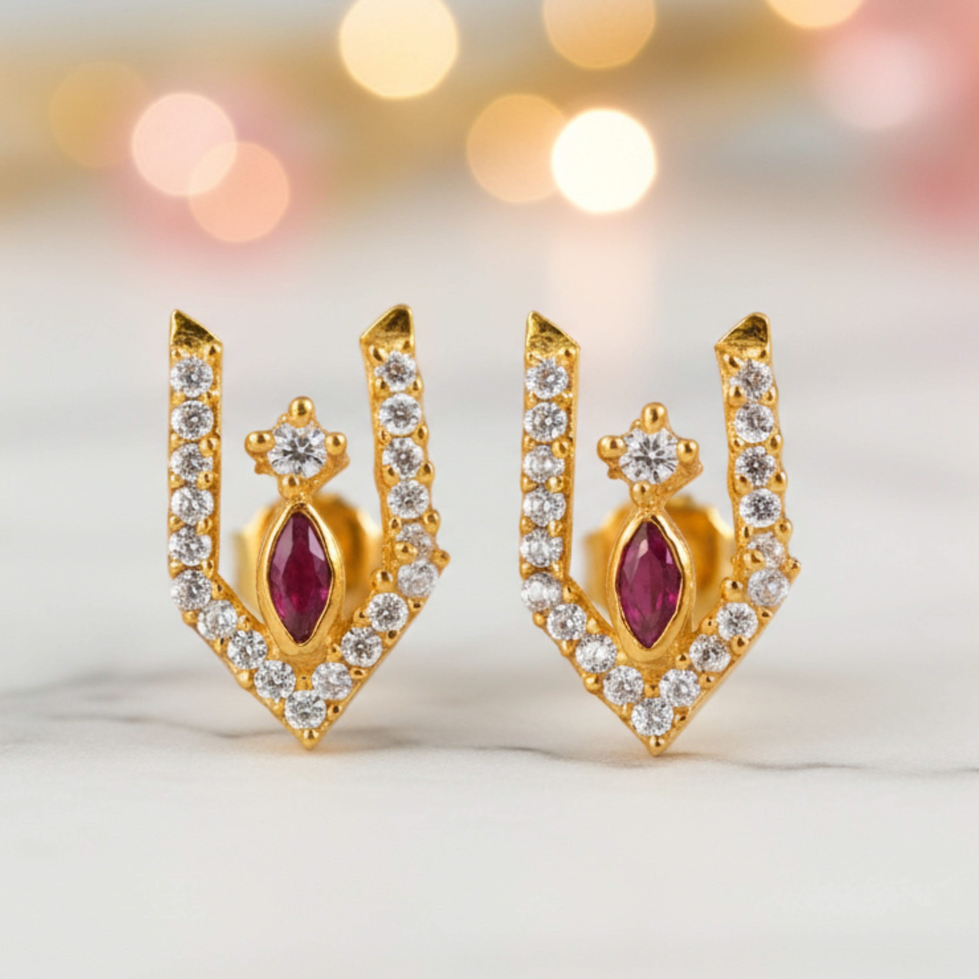 Silver 925 Vishnu Tilak Stud Earrings