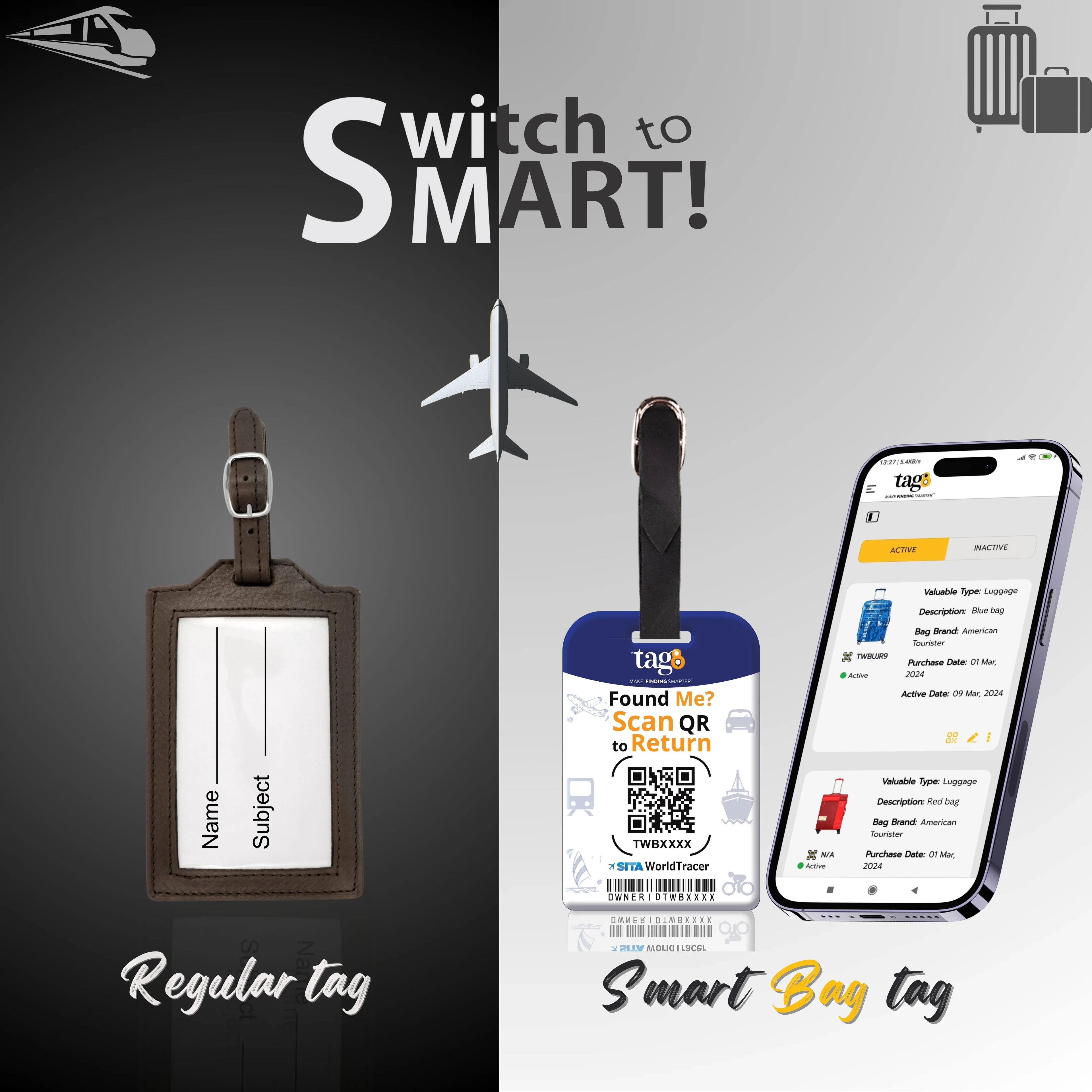 Norway QR Bag Tag by tag8 for luggage security