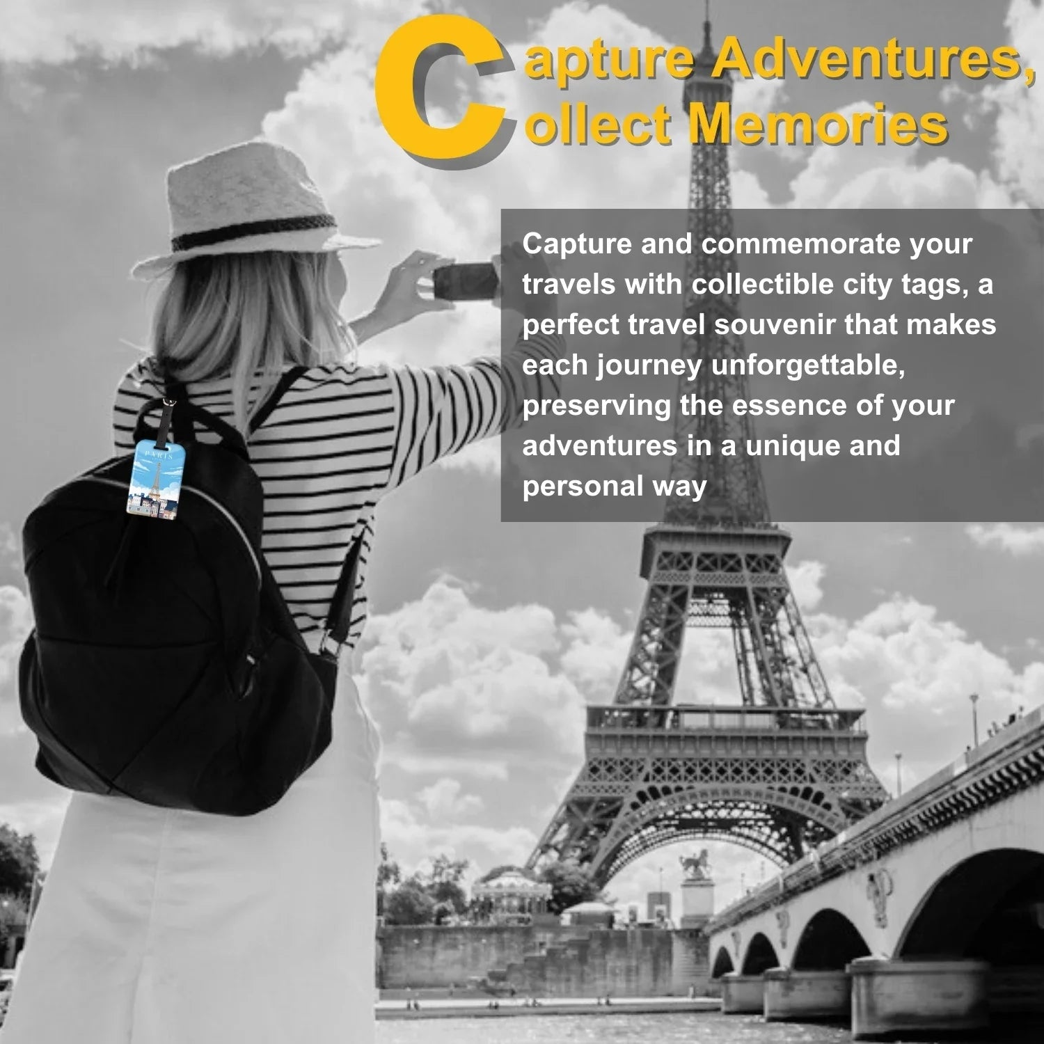 Paris QR Bag Tag by tag8 with smart tracking