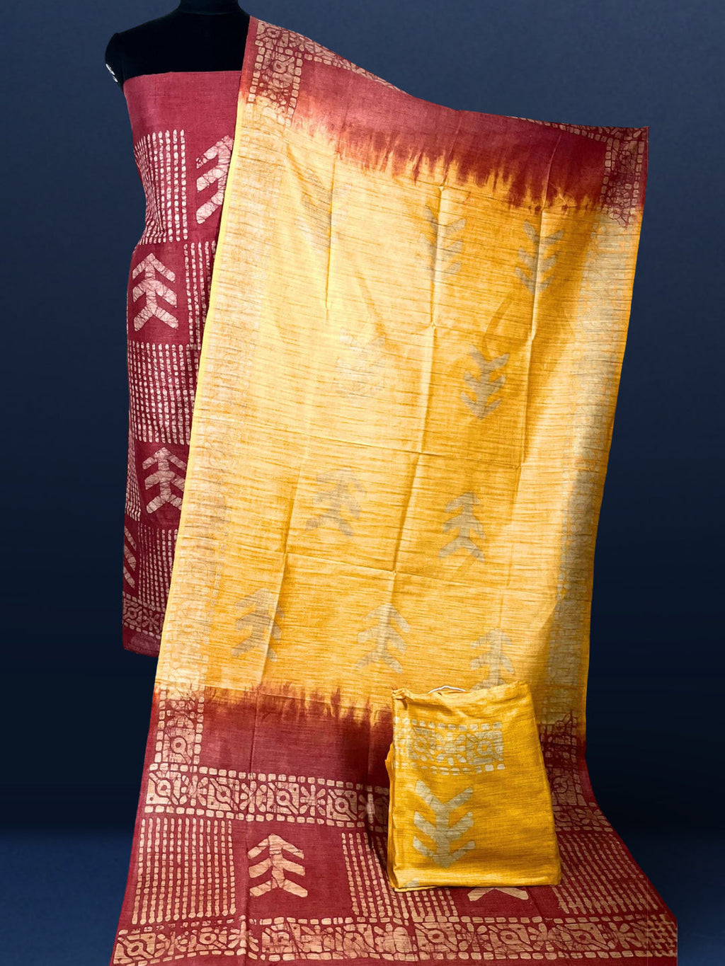 Dazzling Khadi Cotton Wax Batik Hand Dyed Red Suit