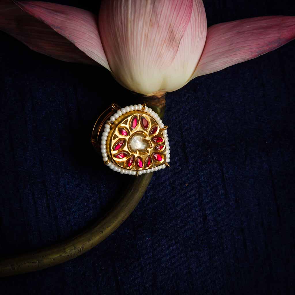 Polki Jadau Gold Plated Silver Ring Rings - By Unniyarcha - Original Manufacturers of Silver Jewelry, Gold Plated Jewellery, Fashion Jewellery and Personalized Soul Bands and Personalized Jewelry