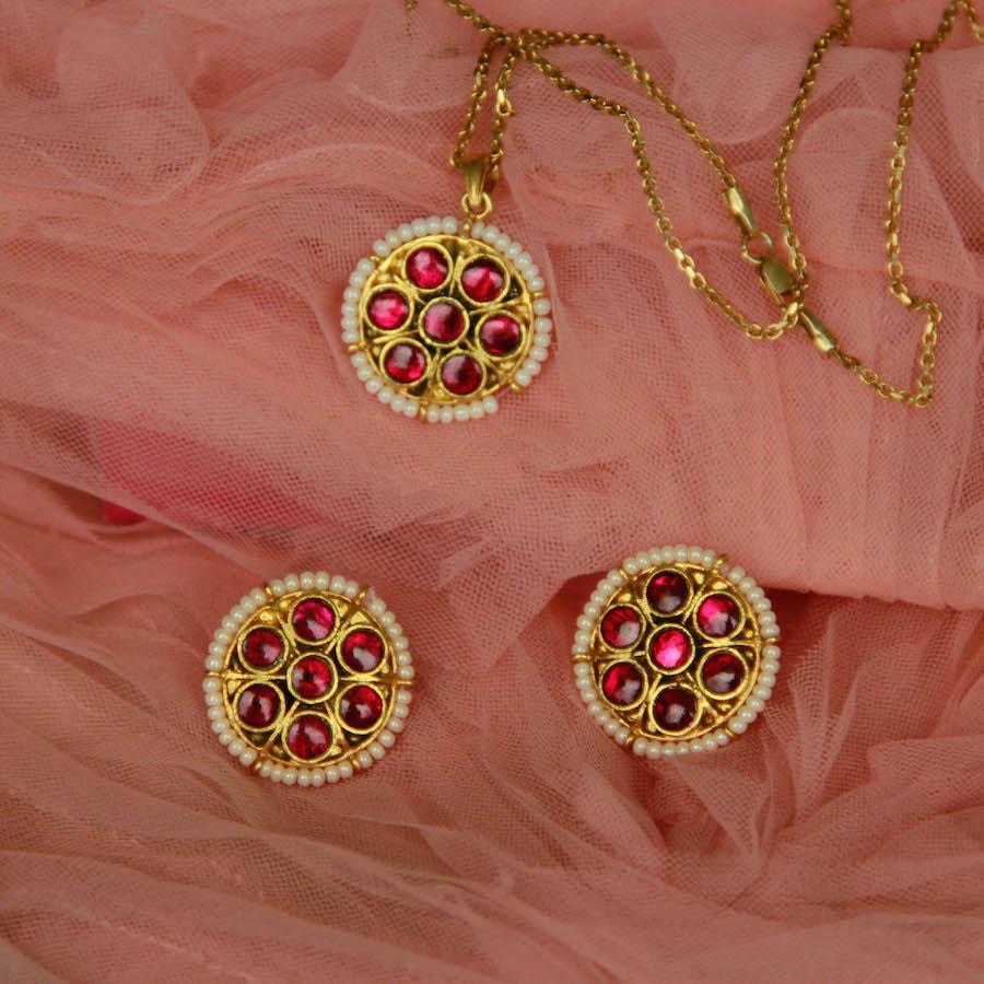 Red and Pearl Necklace set Necklaces - By Unniyarcha - Original Manufacturers of Silver Jewelry, Gold Plated Jewellery, Fashion Jewellery and Personalized Soul Bands and Personalized Jewelry