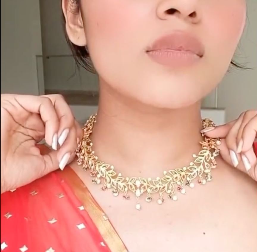 Red Zircon Gold Plated Necklace Necklaces Without Pendant - By Unniyarcha - Original Manufacturers of Silver Jewelry, Gold Plated Jewellery, Fashion Jewellery and Personalized Soul Bands and Personalized Jewelry