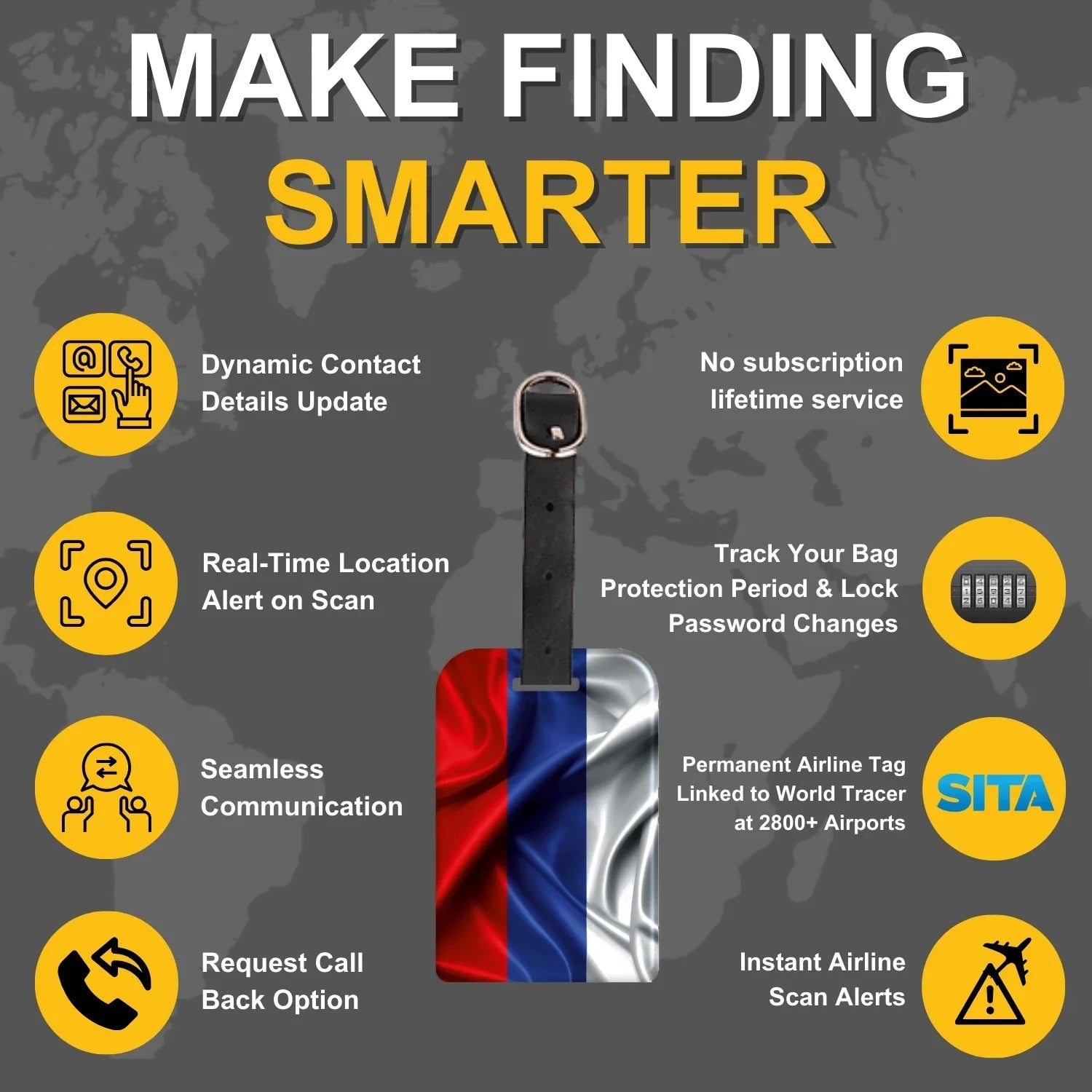 Russia QR Bag Tag by tag8 for luggage security
