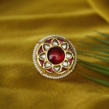 Silver 92.5 Thapa Jadau Ring - By Unniyarcha - Original Manufacturers of Silver Jewelry, Gold Plated Jewellery, Fashion Jewellery and Personalized Soul Bands and Personalized Jewelry