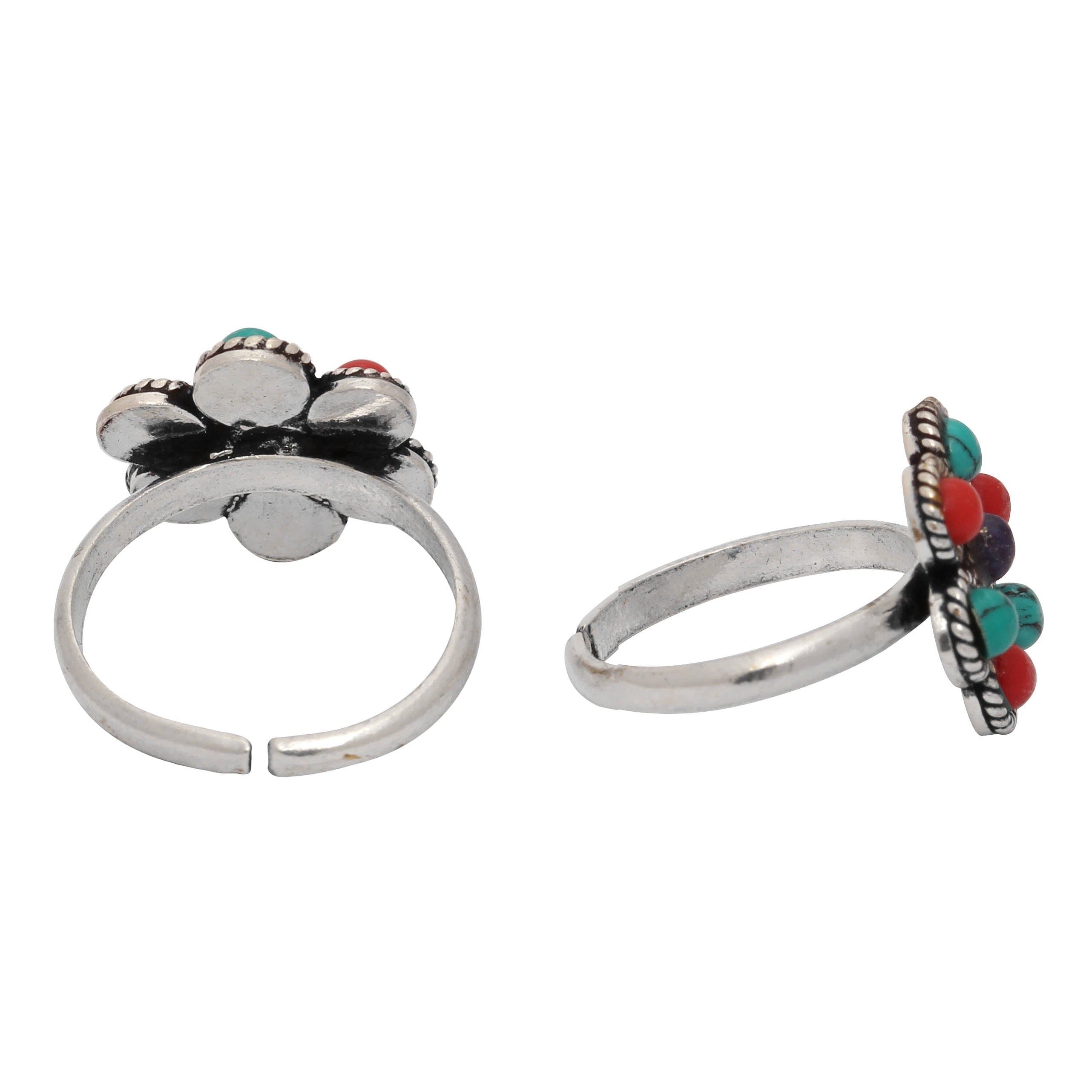 Silver Colorful Flower Toe Ring Toe Rings - By Unniyarcha - Original Manufacturers of Silver Jewelry, Gold Plated Jewellery, Fashion Jewellery and Personalized Soul Bands and Personalized Jewelry