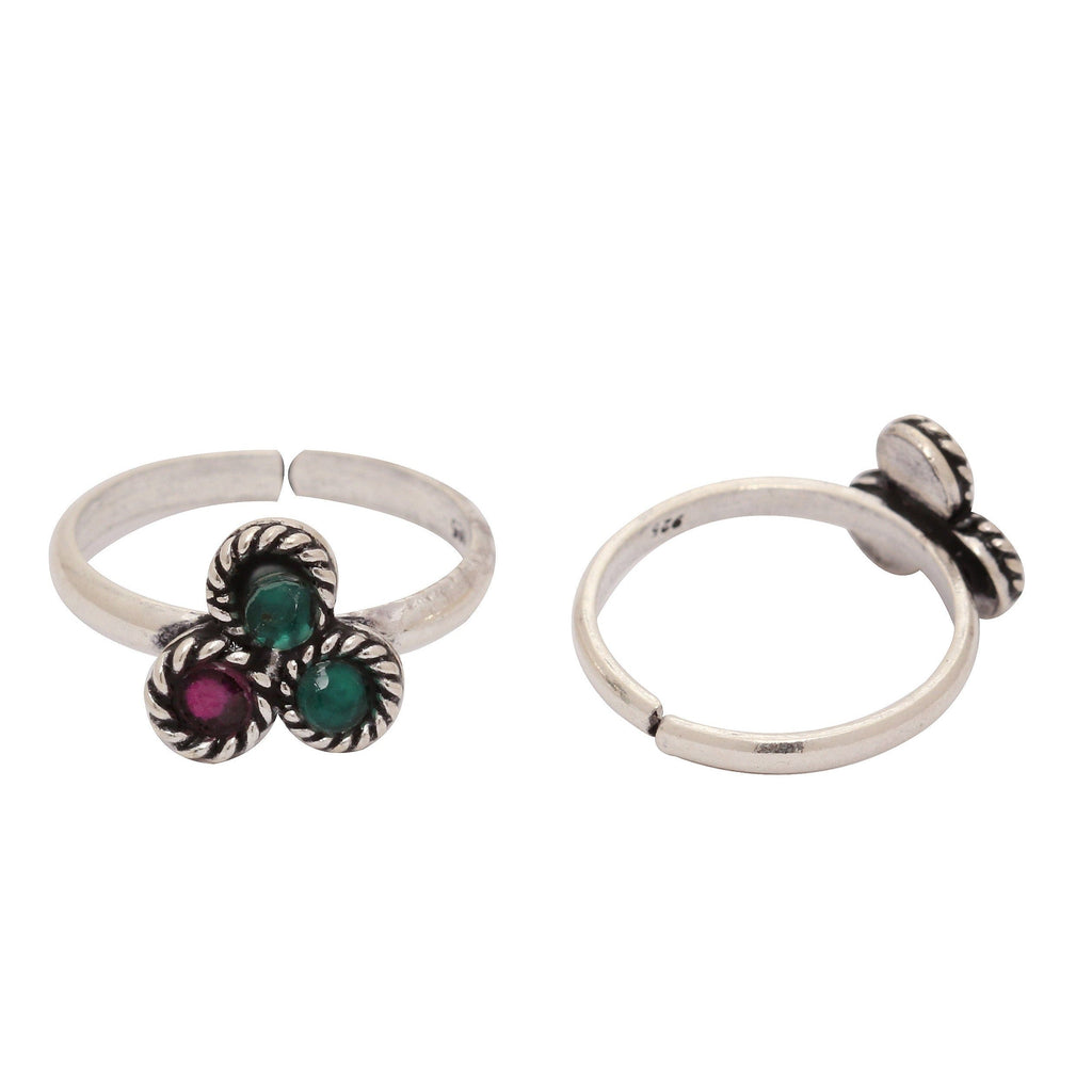 Silver Duo color Toe Ring