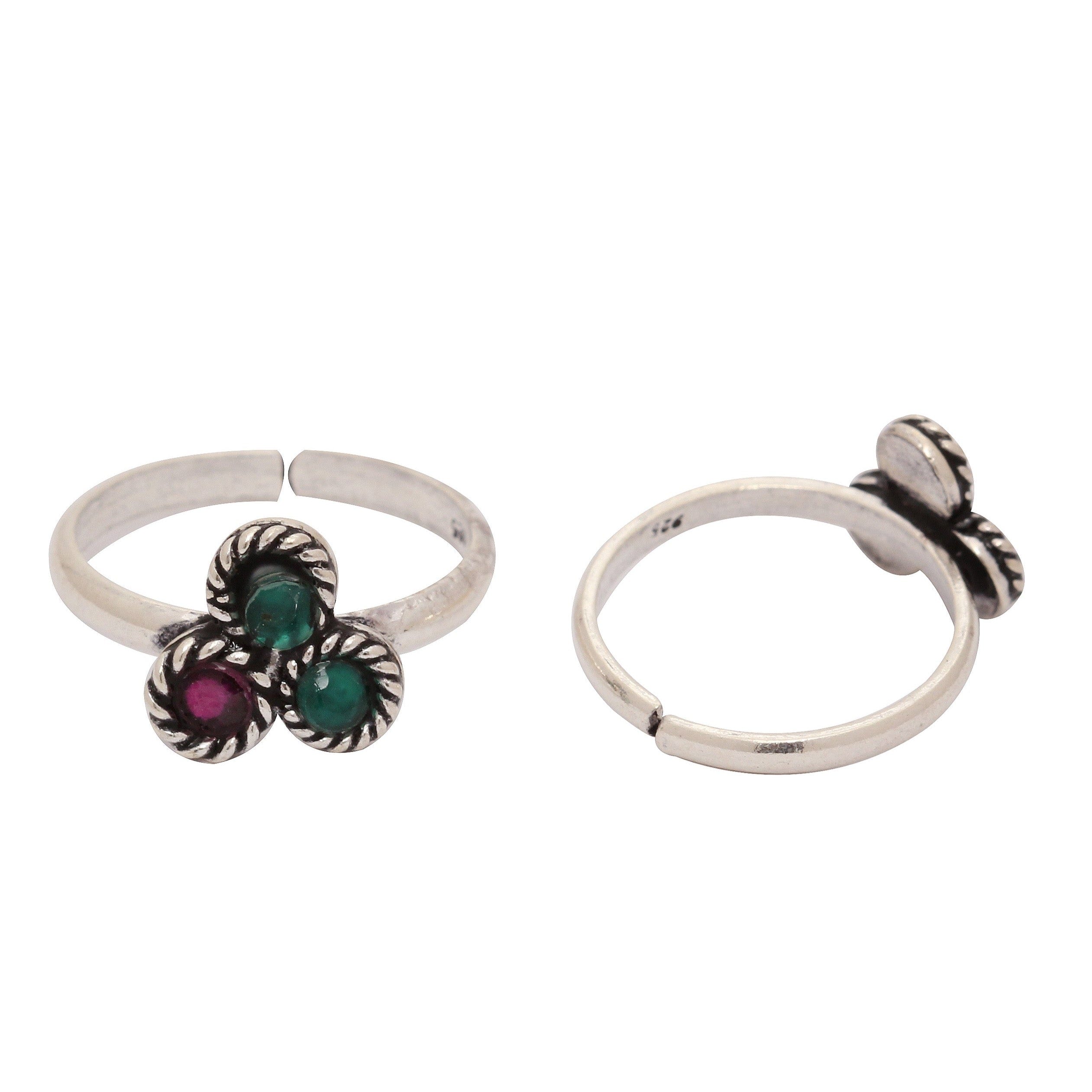 Silver Duo color Toe Ring