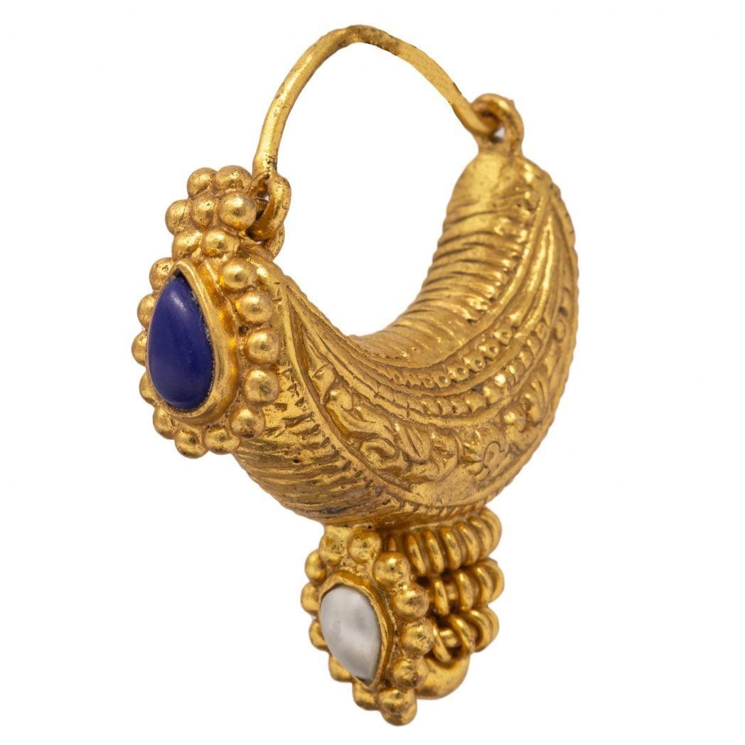 Silver gold plated antique blue earrings - By Unniyarcha - Original Manufacturers of Silver Jewelry, Gold Plated Jewellery, Fashion Jewellery and Personalized Soul Bands and Personalized Jewelry