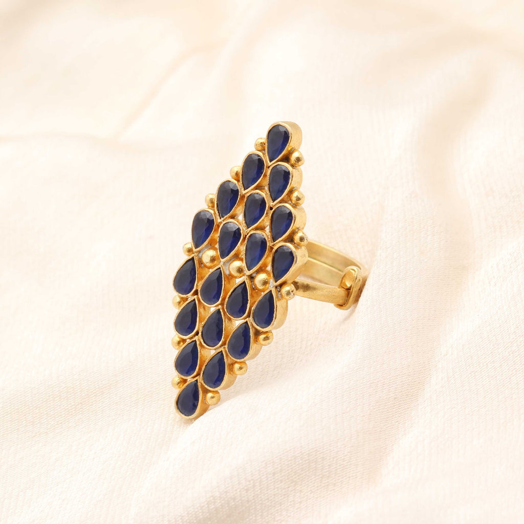 Silver Gold Plated Blue Ring Rings - By Unniyarcha - Original Manufacturers of Silver Jewelry, Gold Plated Jewellery, Fashion Jewellery and Personalized Soul Bands and Personalized Jewelry