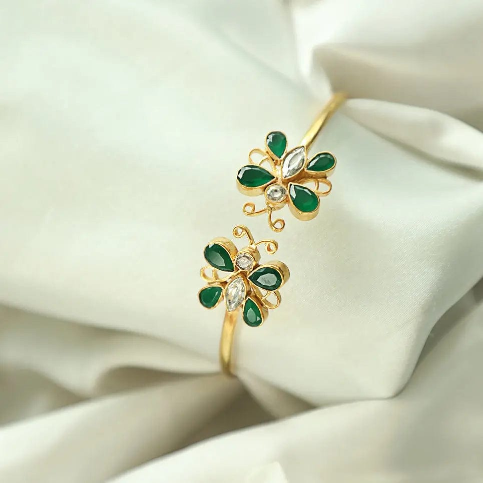 Silver gold plated butterfly bangle