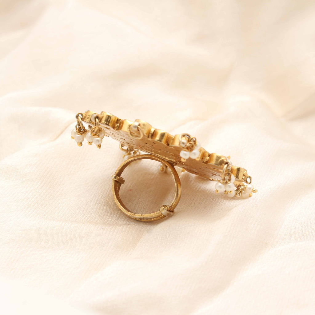 Silver Gold Plated Jadau Princess Ring Rings - By Unniyarcha - Original Manufacturers of Silver Jewelry, Gold Plated Jewellery, Fashion Jewellery and Personalized Soul Bands and Personalized Jewelry
