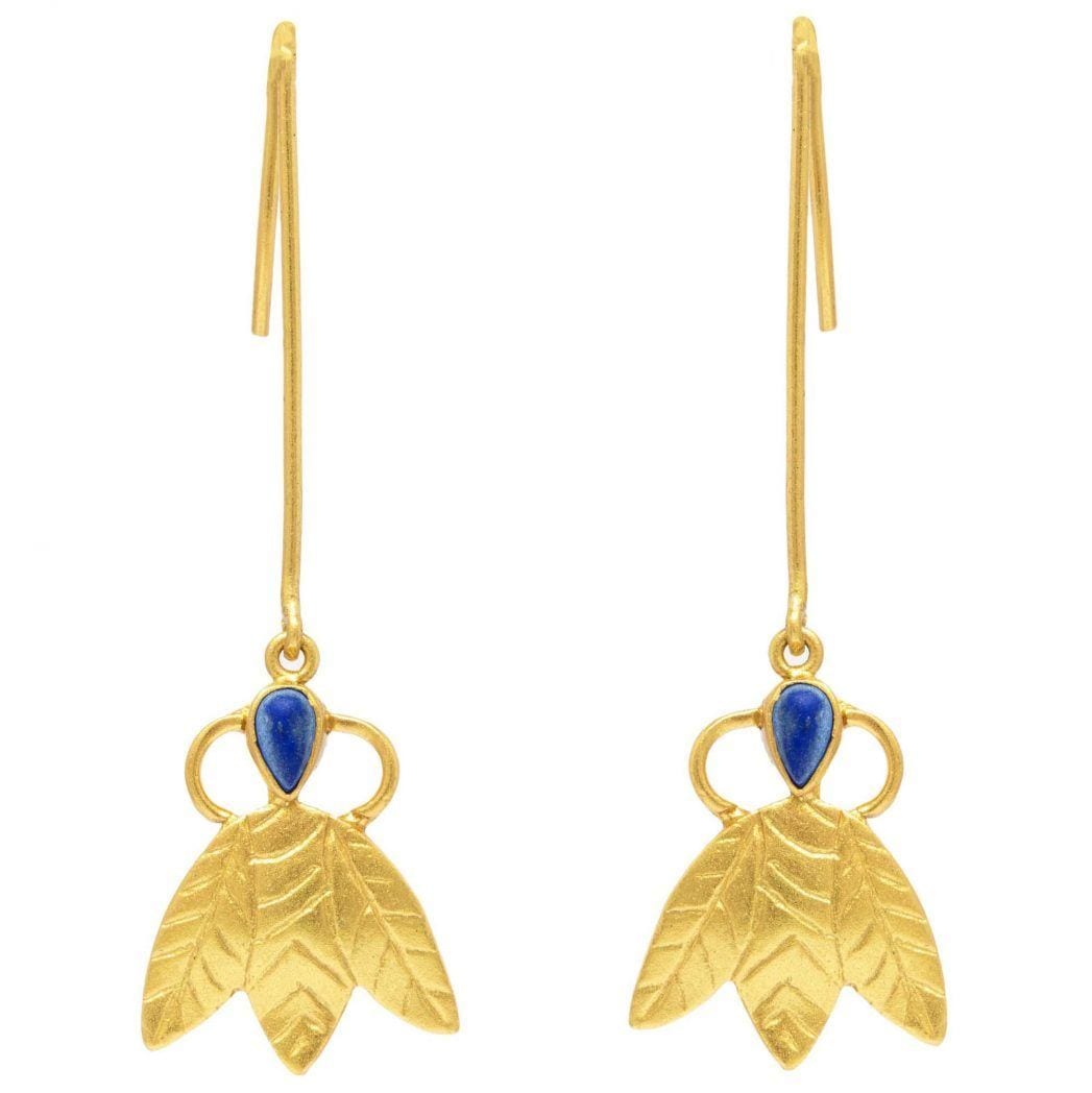 Silver Gold Plated Lapis Earring