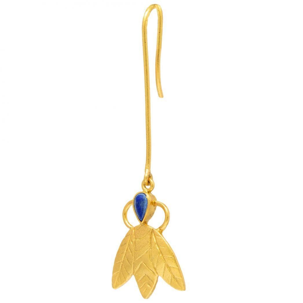 Silver Gold Plated Lapis Earring - By Unniyarcha - Original Manufacturers of Silver Jewelry, Gold Plated Jewellery, Fashion Jewellery and Personalized Soul Bands and Personalized Jewelry