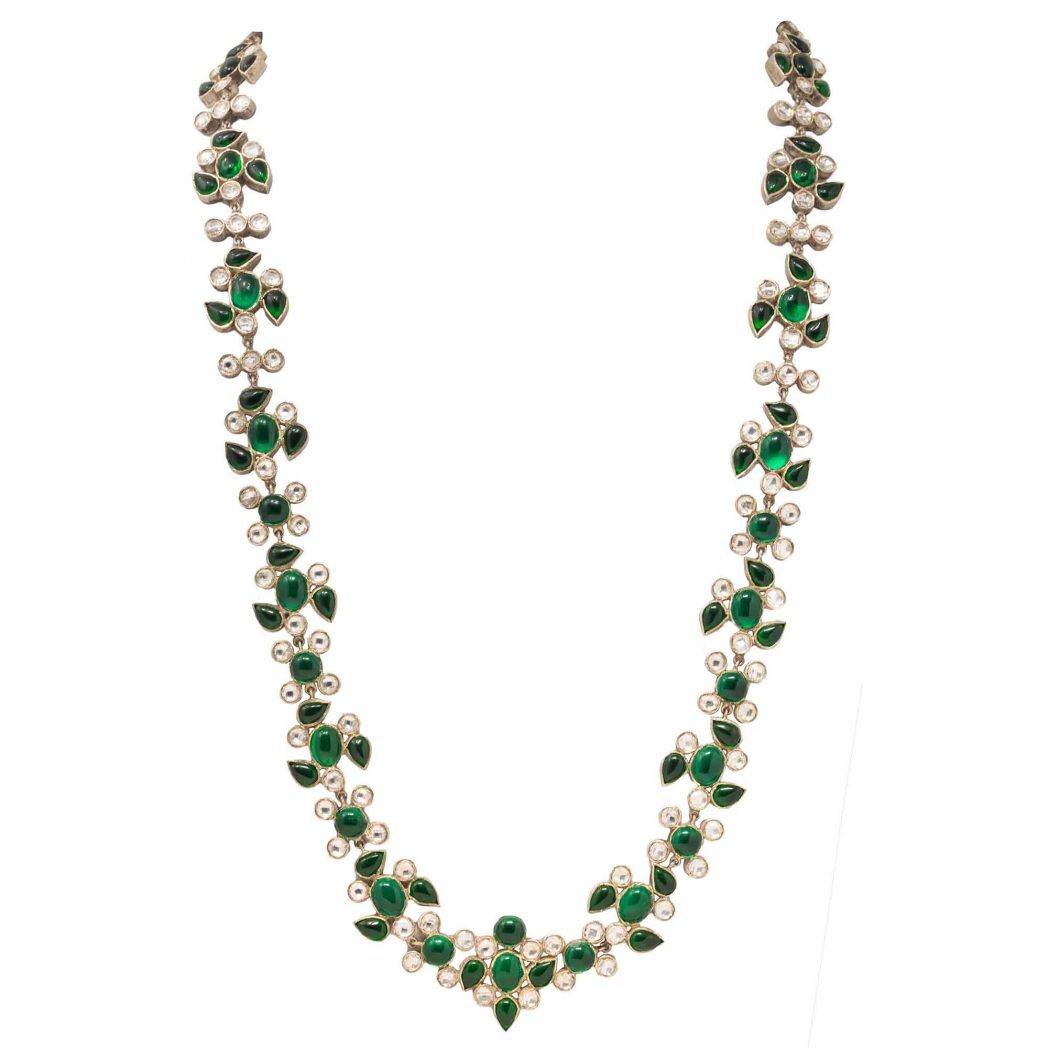 Silver Green Jadau Necklace
