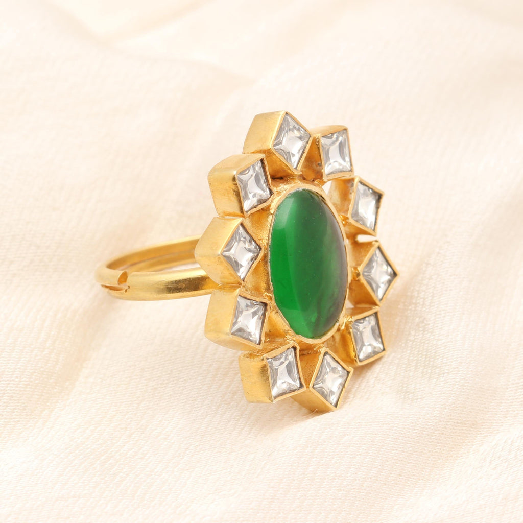 Silver Green Star Ring Rings - By Unniyarcha - Original Manufacturers of Silver Jewelry, Gold Plated Jewellery, Fashion Jewellery and Personalized Soul Bands and Personalized Jewelry