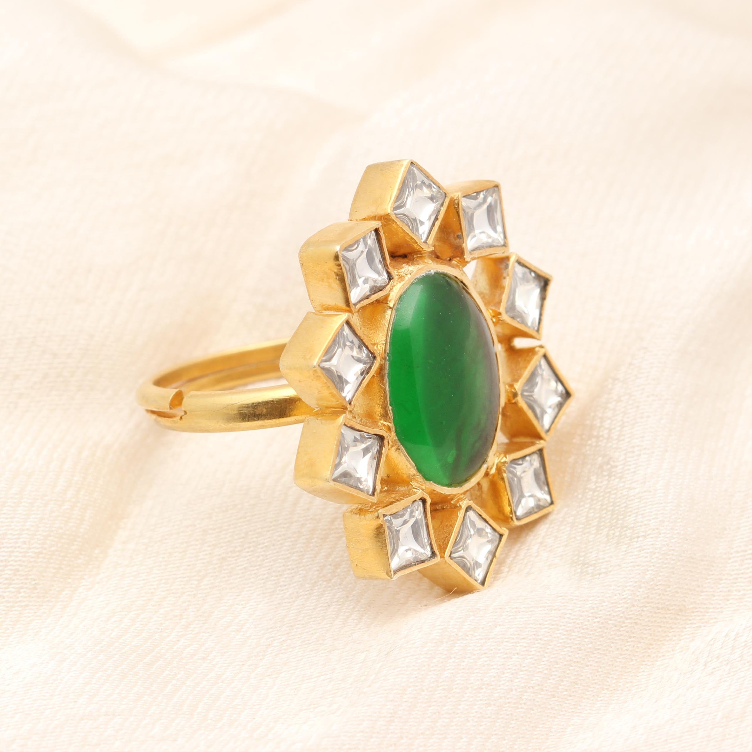 Silver Green Star Ring Rings - By Unniyarcha - Original Manufacturers of Silver Jewelry, Gold Plated Jewellery, Fashion Jewellery and Personalized Soul Bands and Personalized Jewelry