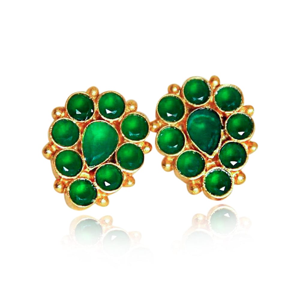 Silver Green Studs