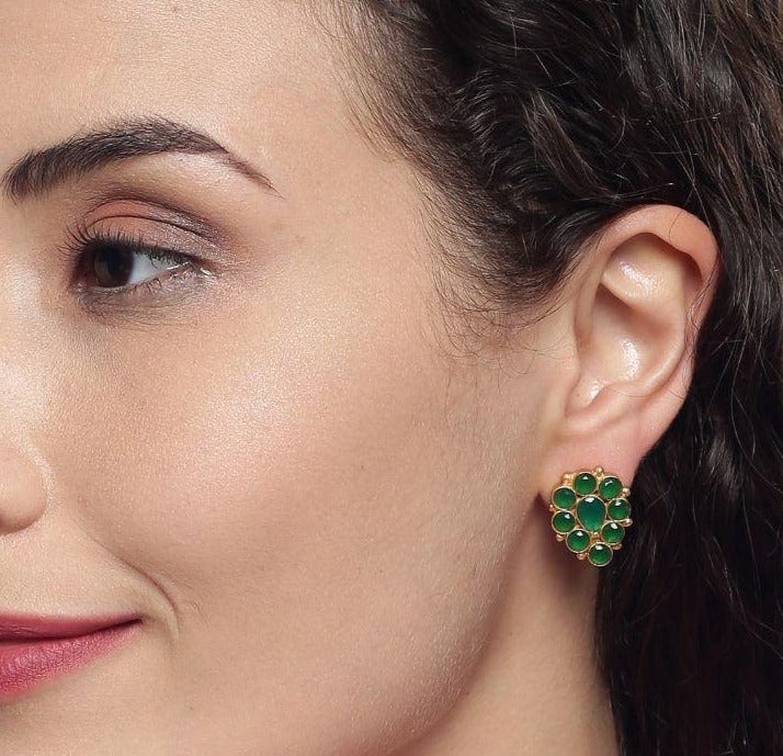 Silver Green Studs Earrings - By Unniyarcha - Original Manufacturers of Silver Jewelry, Gold Plated Jewellery, Fashion Jewellery and Personalized Soul Bands and Personalized Jewelry