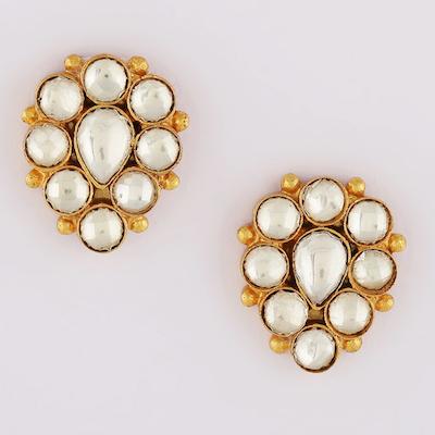 Silver Green Studs Earrings Kundan-Jadau - By Unniyarcha - Original Manufacturers of Silver Jewelry, Gold Plated Jewellery, Fashion Jewellery and Personalized Soul Bands and Personalized Jewelry