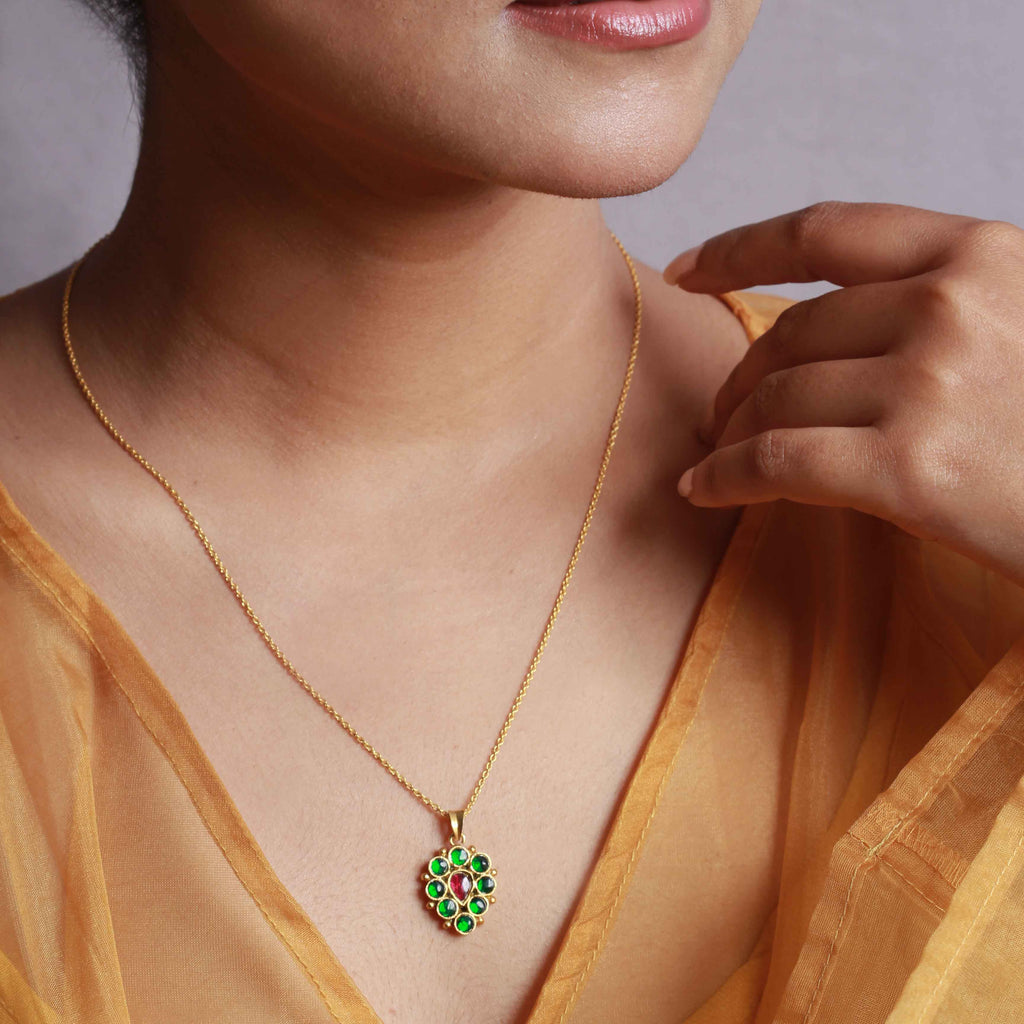 Silver Green Zircon Pendant Pendants - By Unniyarcha - Original Manufacturers of Silver Jewelry, Gold Plated Jewellery, Fashion Jewellery and Personalized Soul Bands and Personalized Jewelry