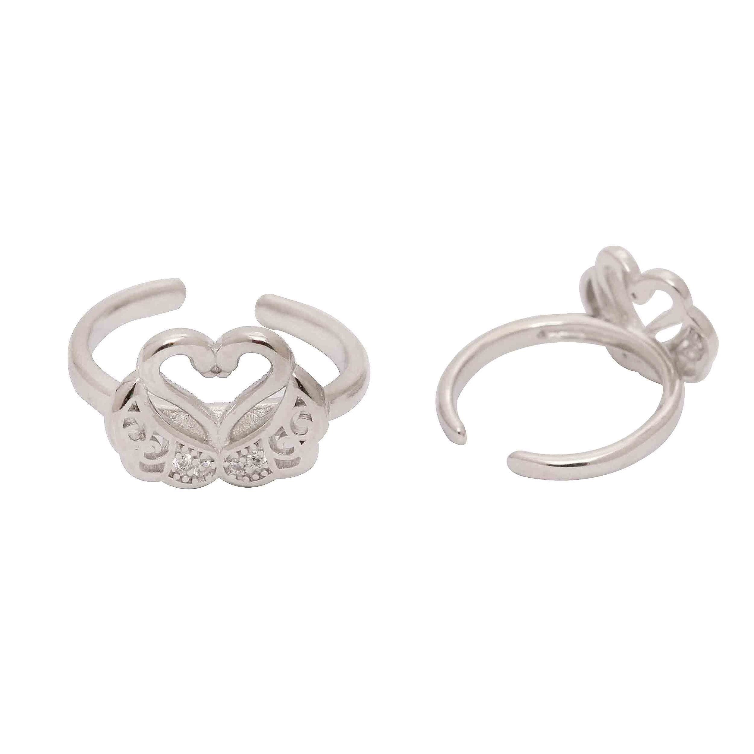 Silver Heart Shape Toe Ring
